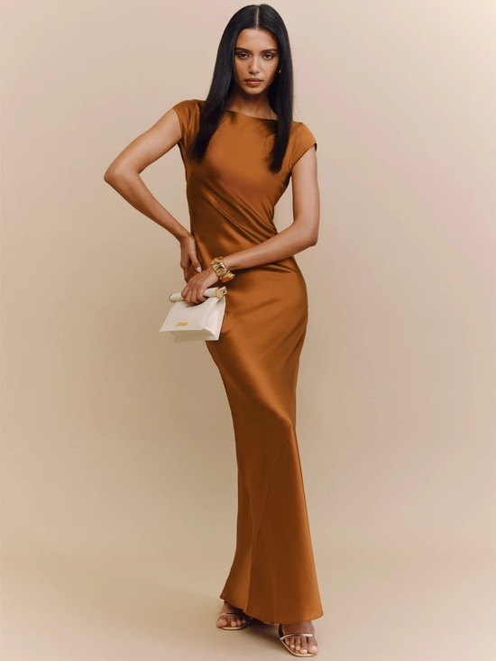 Reformation Dresses & Skirts - NWT reformation niamh silk maxi dress in copper / size 6